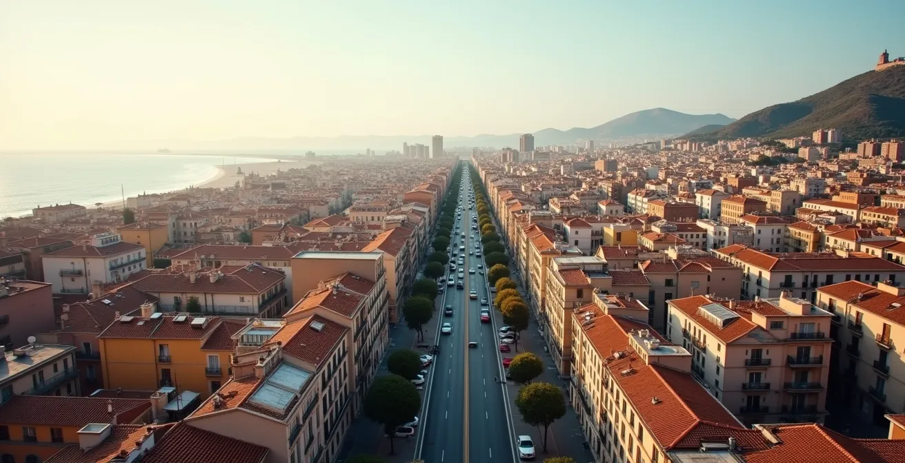 Vue aérienne des quartiers connectés de Barcelone